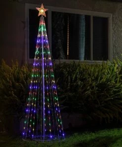 Buy 🎁 Alpine Corporation 86"H Indoor Artificial 🎅 Christmas Tree With Multi-Colored Lights And Star Topper ✨