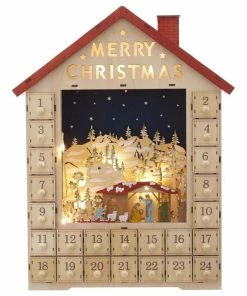 Hot Sale 😉 Kurt S. Adler, Inc. Kurt Adler 19-In Battery-Operated Light-Up Advent Calendar House Nativity Scene 🥰