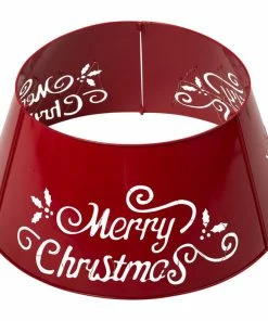 Best Pirce ๐ Glitzhome 26"D "Merry ๐ Christmas" Diecut Metal Tree Collar With Light String ๐