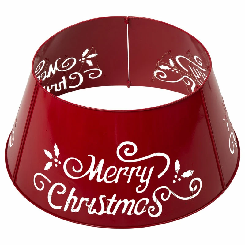 Best Pirce ๐ Glitzhome 26"D "Merry ๐ Christmas" Diecut Metal Tree Collar With Light String ๐