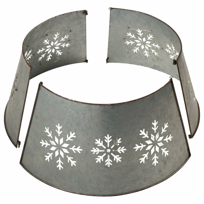 Best reviews of ๐ Glitzhome 26"D Snowflake Diecut Metal Tree Collar With Light String โ - Image 8