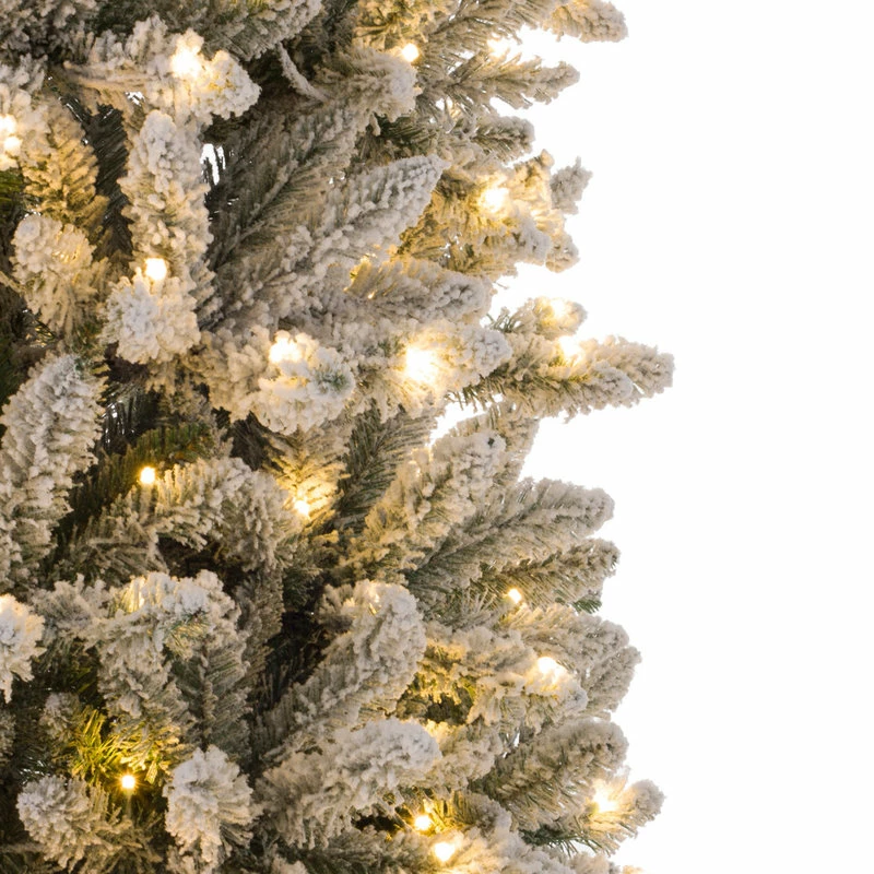 Best deal 😉 Glitzhome 9ft Pre-Lit Flocked Pencil Fir Artificial 🎄 Christmas Tree With 600 Warm Light ⌛ - Image 4