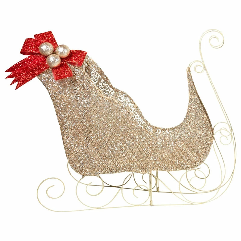 Best deal ✔️ Puleo Asia Limited Holiday Wonderland Mesh Champagne Lighted Sleigh/Reindeer Set 🛒 - Image 6