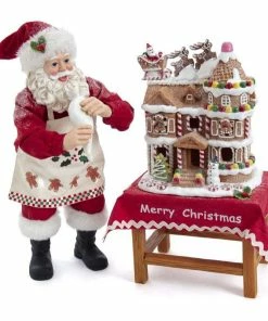 Best Sale ๐ Kurt S. Adler, Inc. Kurt Adler 10.5-In Fabriche Santa Decorating LED Gingerbread House Table Piece โค๏ธ