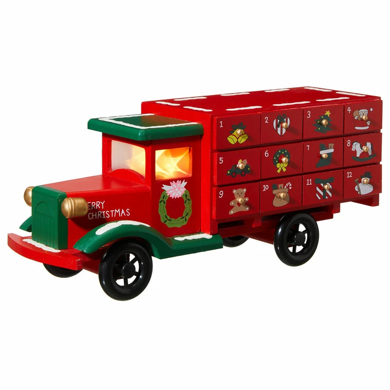 Brand new ✔️ Glitzhome 14.5"L Wooden 🎁 Christmas Truck Countdown ✔️