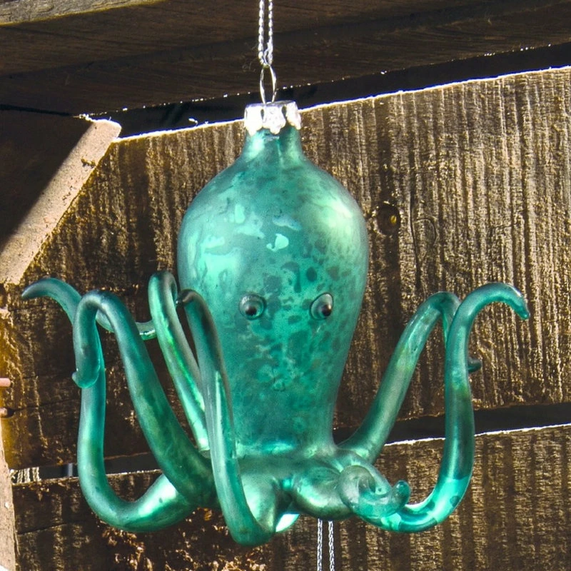 Best deal 👍 Primitives By Kathy Teal Green Octopus Glass 🎁 Christmas Holiday Ornament 😍 - Image 2