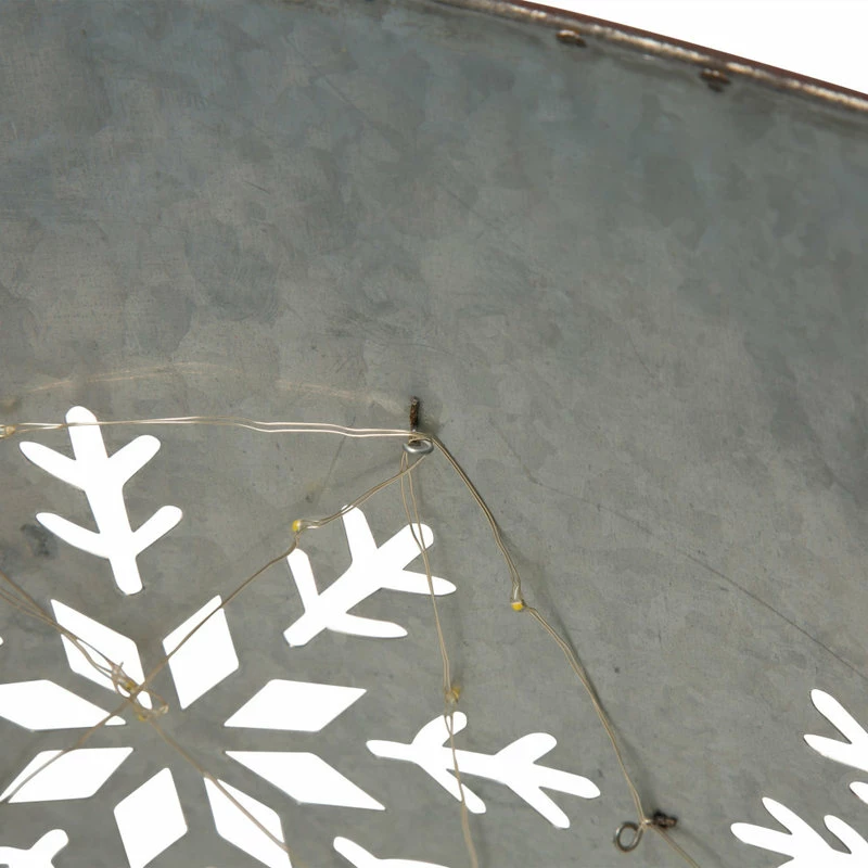 Best reviews of ๐ Glitzhome 26"D Snowflake Diecut Metal Tree Collar With Light String โ - Image 7