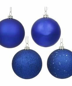 Budget 👍 Vickerman Company Vickerman 3" 4- Finish Ball Ornament Assorted Pack, Cobalt Blue 🔥