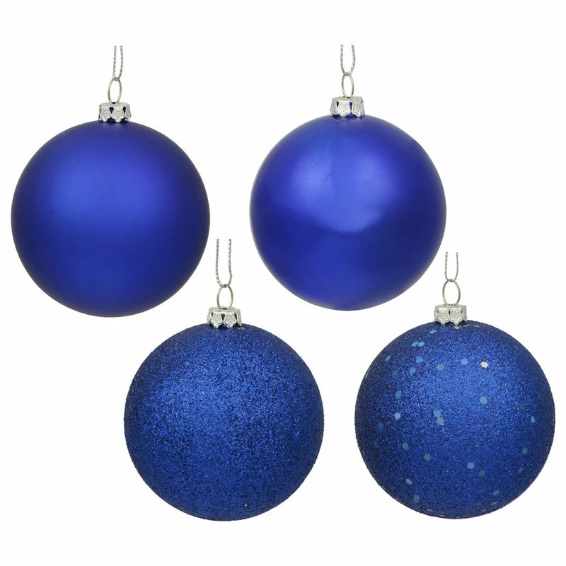 Budget 👍 Vickerman Company Vickerman 3" 4- Finish Ball Ornament Assorted Pack, Cobalt Blue 🔥
