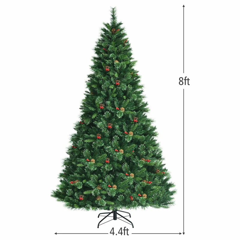 Cheap ๐ Costway 8ft Pre-lit Hinged Artificial ๐
Christmas Tree W/Pine Cones & Red Berries โญ - Image 5