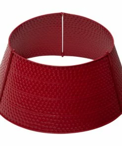 Flash Sale 😀 Glitzhome Red 🔨 Hammered Metal Tree Collar, 22"D ✨