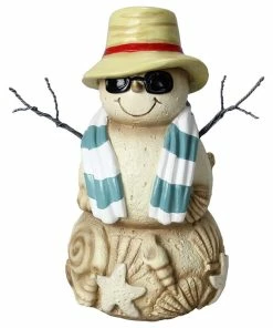 Best deal ✔️ Young's Coastal Beach Cool Shades Sand Snowman 7 Inch Tier Tray Tabletop WinterFigurine ❤️