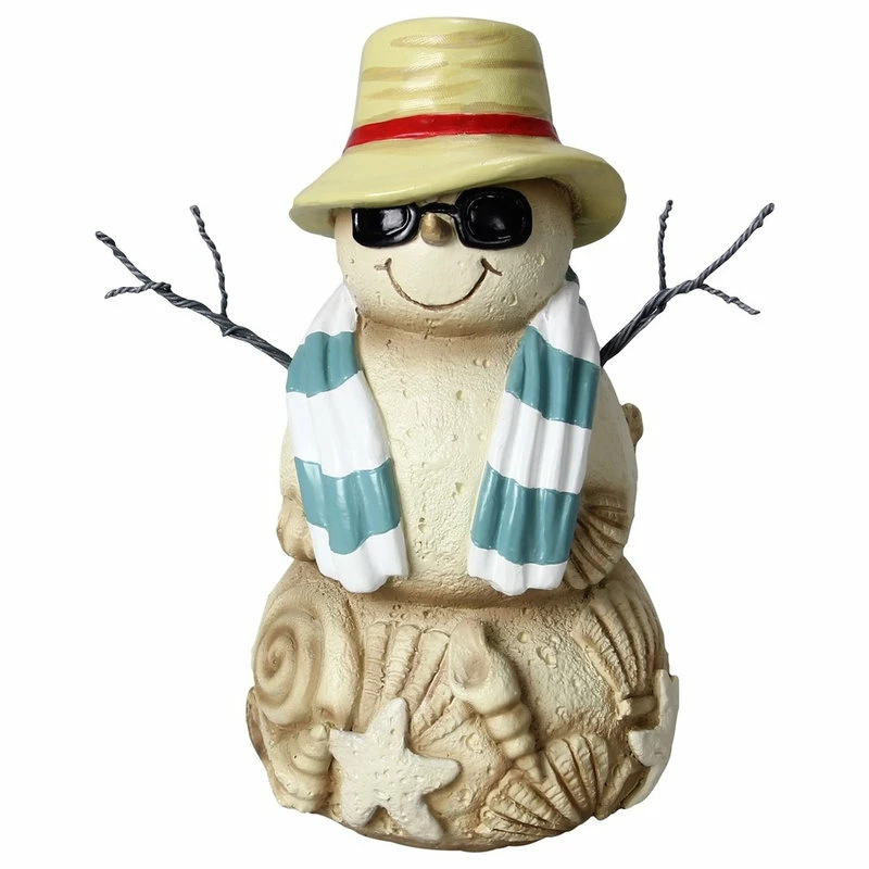 Best deal ✔️ Young's Coastal Beach Cool Shades Sand Snowman 7 Inch Tier Tray Tabletop WinterFigurine ❤️