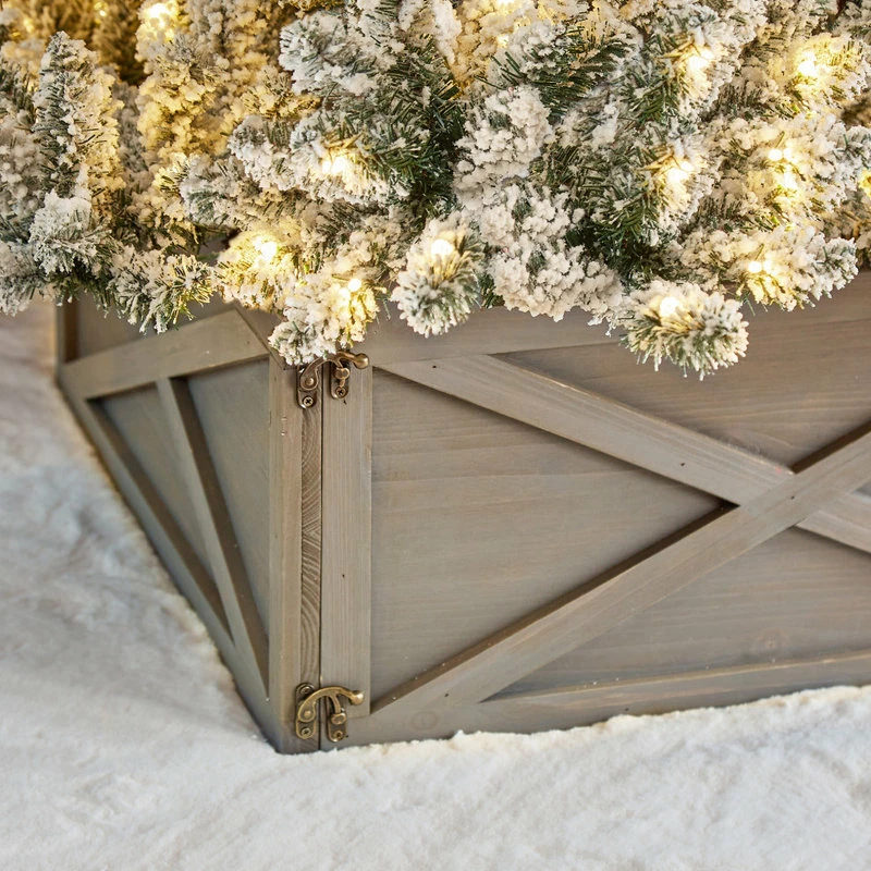 Discount ⌛ Glitzhome Washed Wooden Tree Collar, Gray, 26"lx26"w 🎁 - Image 11