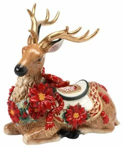 Budget ⌛ Cosmos Gifts Corp. Poinsettia Reindeer Figurine 😀