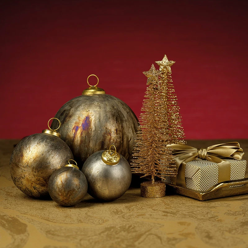 Wholesale ๐ Zodax Rustic Metallic Glass Ball Ornaments, Silver, Set Of 6, 3" ๐ - Image 2