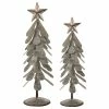 Budget 👏 Glitzhome 2-Piece Galvanized Metal 🎁 Christmas Table Tree Decor 🎉