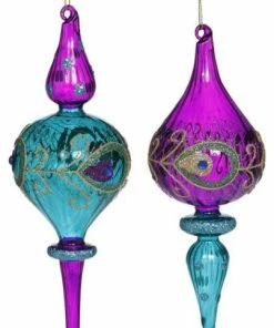 Discount ✔️ Mark Roberts 🎅 Christmas 2020 Peacock Finial Ornament, Assortment Of 2, 9" 🥰