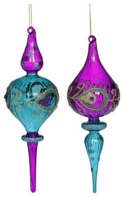 Discount ✔️ Mark Roberts 🎅 Christmas 2020 Peacock Finial Ornament, Assortment Of 2, 9" 🥰