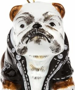 Cheapest 🛒 Joy To The World Bulldog In Motorcycle Jacket Ornament 👏