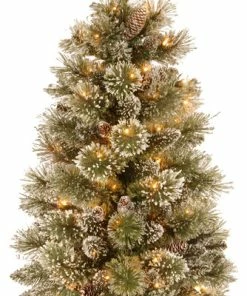 Best reviews of 🥰 National Tree Company 3 Feet Glittery Bristle Pine Tree With Battery Operated Warm White LED Lights 🌟