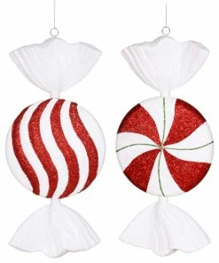 Deals 🌟 Vickerman Company Vickerman 18" Peppermint 🍬 Candy Assorted Set Of 2 ⌛