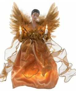 Buy 😉 Kurt S. Adler, Inc. 13" UL 10-Light Gold African American Angel Treetop ✔️