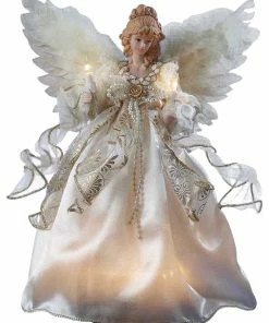 Cheapest 🌟 Kurt S. Adler, Inc. 12" 10-Light Ivory And Gold Angel Treetop 🔔