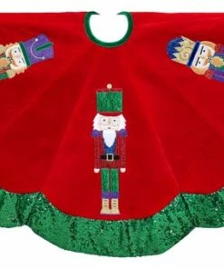 Outlet 💯 Kurt S. Adler, Inc. Kurt Adler 48" Velvet With Nutcracker Design Tree 👗 Skirt 💯