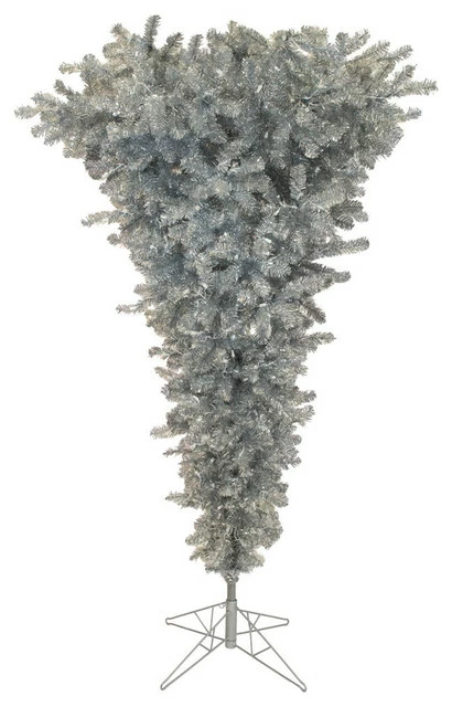 Best Sale 🌟 Vickerman Company Vickerman Upside Down 🎁 Christmas Tree, 250 Warm White LED, Silver, 5.5'x38" 🤩