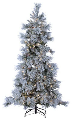 Hot Sale ⭐ Gerson Company 7ft. Pre-Lit Lightly Flocked Snowbell Pine With 450 Twinkle Lights ✔️