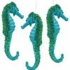 Buy 🥰 C & F Home Coastal Seahorse Glittered Jeweled Teal ❄ Christmas Holiday Ornaments Set Of 3 👍
