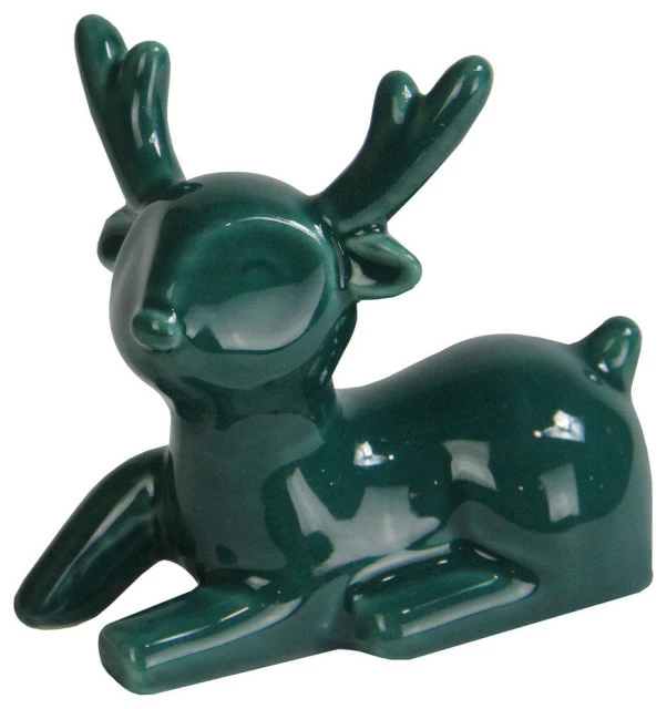 Outlet ✔️ Northlight Seasonal 3.5" Petite Green Ceramic 🎄 Christmas Deer Tabletop Decoration 🤩
