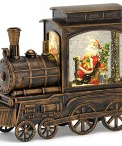 Budget ⭐ Melrose International LLC Train And Santa Snow Globe 9"Lx7.5"H Acrylic 6 Hr Timer 🔔