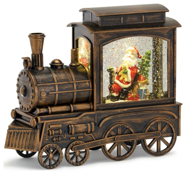 Budget ⭐ Melrose International LLC Train And Santa Snow Globe 9"Lx7.5"H Acrylic 6 Hr Timer 🔔