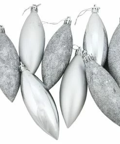 Wholesale 🛒 Northlight Seasonal 8 Piece Silver Shatterproof 4-Finish Finial Drop 🎄 Christmas Ornament 5.5" 🔔