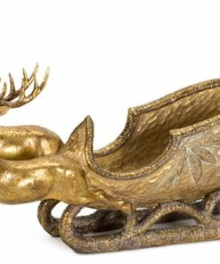 Brand new 🔥 Melrose International LLC Deer With Sleigh 25.5"x14" Poly Stone 🧨