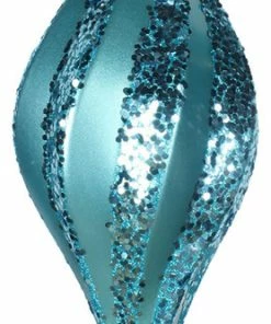 New 🔥 Vickerman Company Vickerman M132612 12'' Turquoise Glitter Swirl Drop ❄ Christmas Ornament 🌟