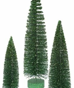 Best Pirce ⌛ Vickerman Company Vickerman 3-Piece Oval Tree Set, White Snow, Emerald Glitter ⭐