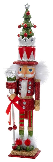 Flash Sale 👍 Kurt S. Adler, Inc. 15" Hollywood Red And Green Tree Hat Nutcracker 🥰