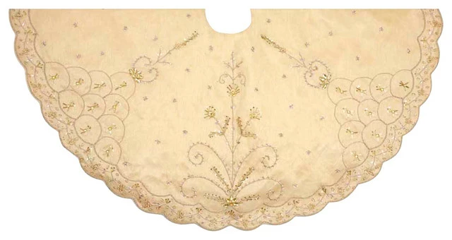 Best reviews of 💯 Kurt S. Adler, Inc. 48" Gold Treeskirt With Handwork Details 💯