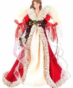 Discount ⭐ Kurt S. Adler, Inc. Kurt Adler UL 10-Light 16" Red And Ivory Angel Treetop 🎁