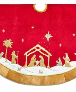 Cheap ⭐ Kurt S. Adler, Inc. 48" Red And Gold Religious Tree 👗 Skirt ✔️