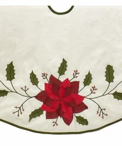 Brand new 🎉 Kurt S. Adler, Inc. 54" Ivory With Holly Leaves And Poinsettia Tree 👗 Skirt 🛒