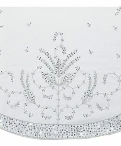 Flash Sale 🧨 Kurt S. Adler, Inc. 48" Silver Hand Embroidered Treeskirt 😉