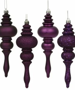 Best Pirce 🎉 Vickerman Company Vickerman 7" Finial 4 Finish Assorted, Set Of 8, Plum 🧨