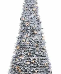 Brand new 🔥 Gerson Company 6' High Pop-Up Pre-Lit Flocked Pine Tree With Holy Leaves ❤️