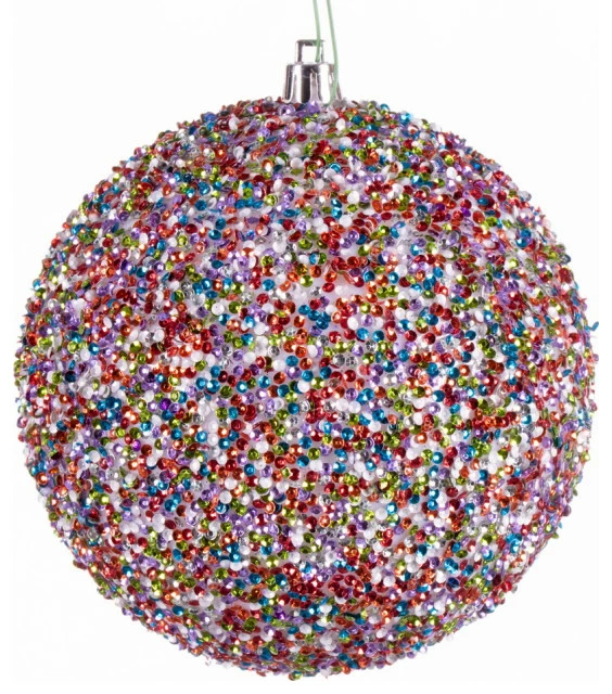 Coupon ⭐ Vickerman Company Beaded Ball Ornament , Multicolor, 4.75" 🤩