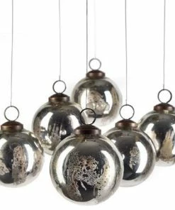 Coupon 🎁 Serene Spaces Living Set Of 6 Antique Silver Glass Balls, Measures 3" Diameter ❤️