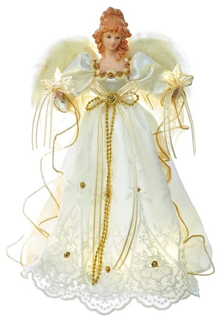 Best reviews of ๐ Kurt S. Adler, Inc. Kurt Adler 14" Battery-Operated Ivory And Gold LED Angel Treetop ๐ฅฐ